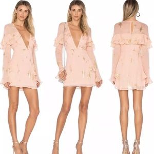 For Love & Lemons Gilded Star Rosegold Mini Dress